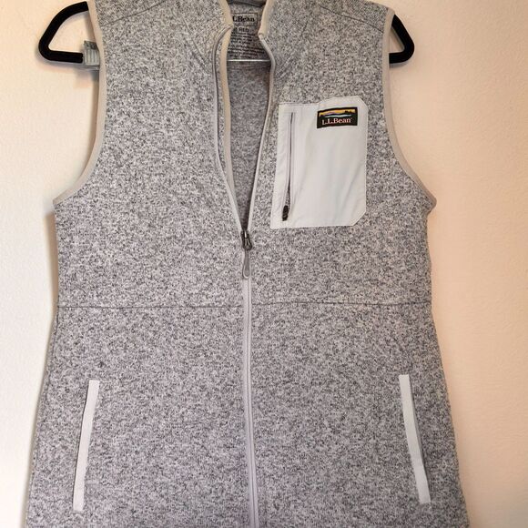 L.L. Bean Women’s MountainFleece Vest Gray Size M Regular Full Zip Pocketed - Picture 2 of 9